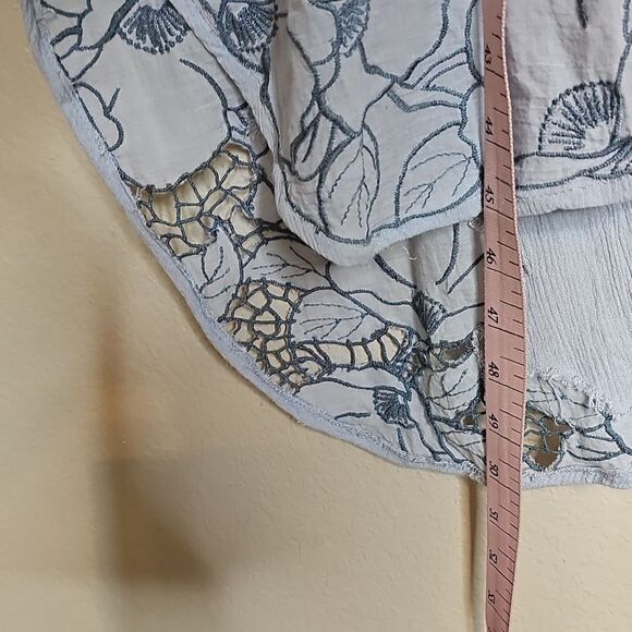 Free People Cut It Out Midi Dress Sky Blue Embroidered Medium Short Sleeve - Picture 10 of 12